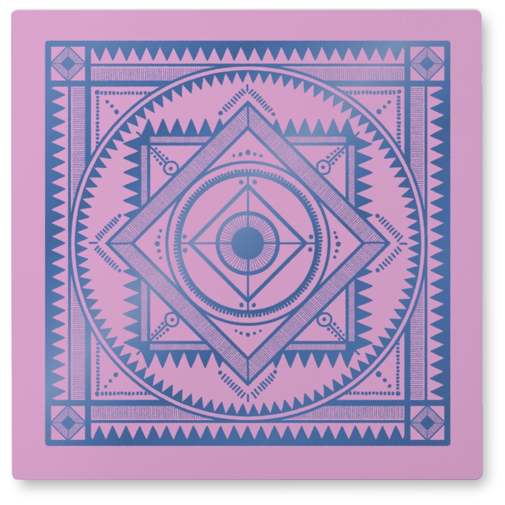 Tribal Geometric Tile Iii Photo Tile, Metal, 8x8, Pink, Amethyst