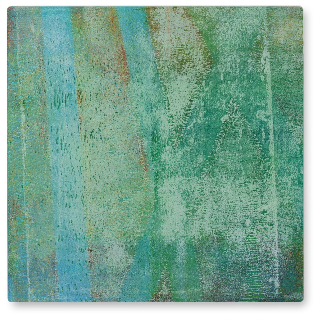 Green Blue Watercolor Photo Tile, Metal, 8x8, Green, Classic Green