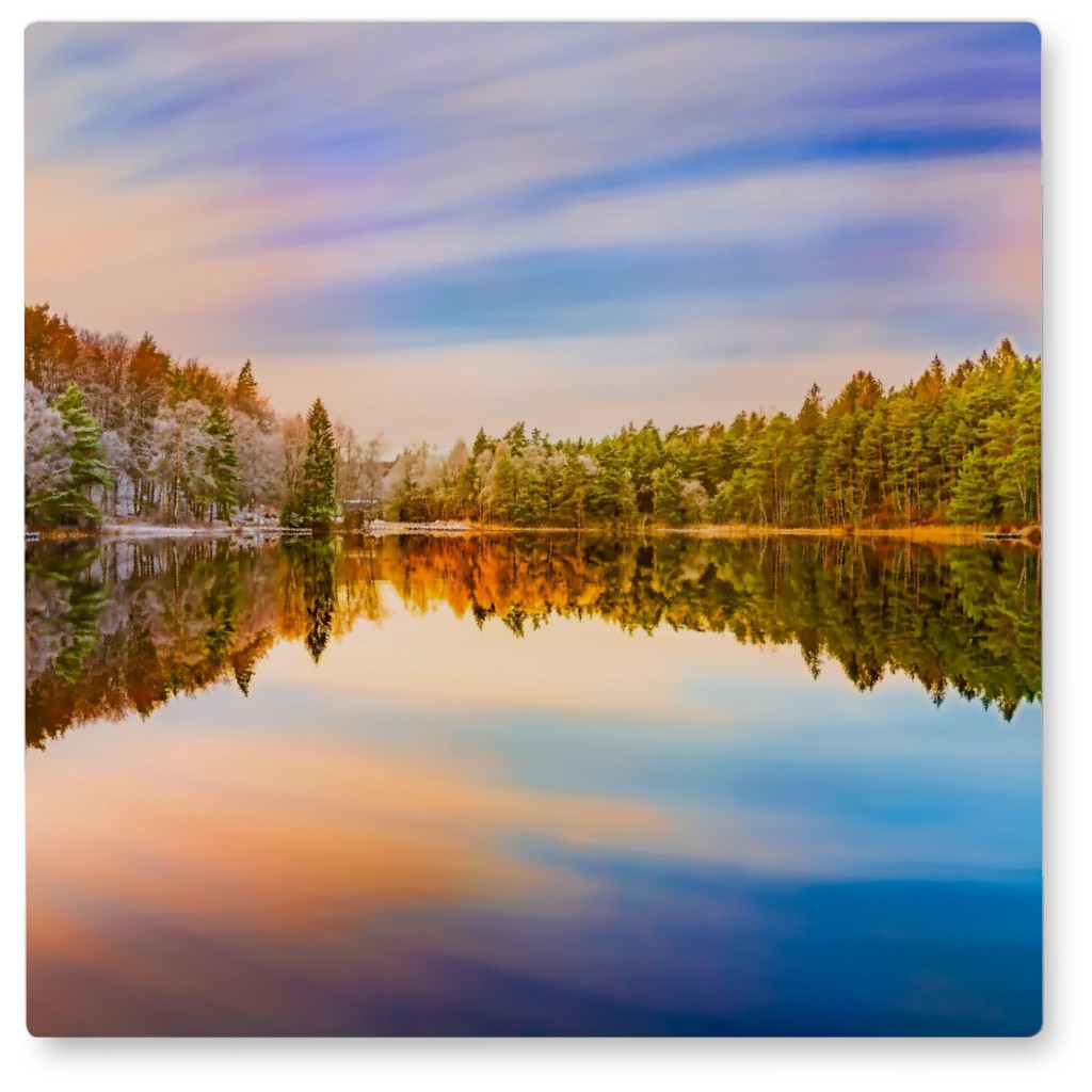 Frost Meets Green Photo Tile, Metal, 8x8, Multicolor