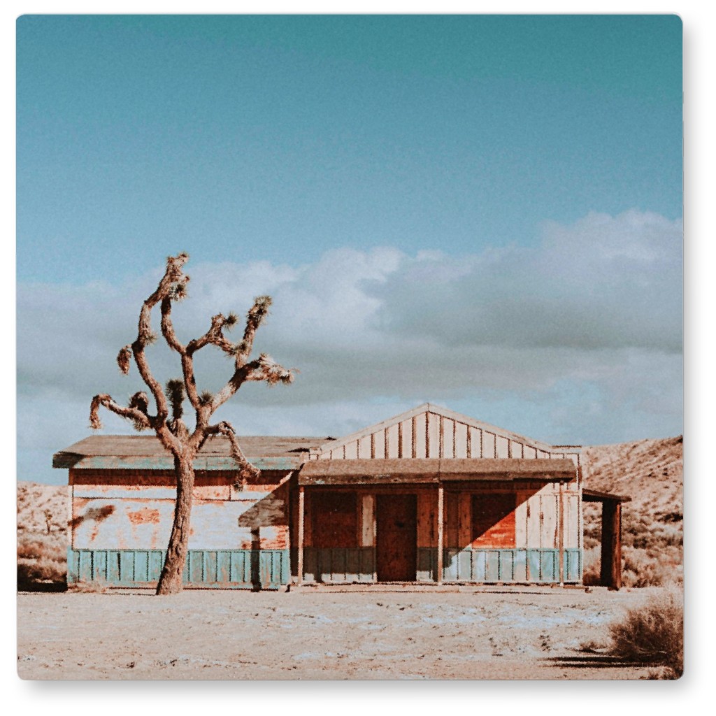 Desert Outpost Photo Tile, Metal, 8x8, Blue