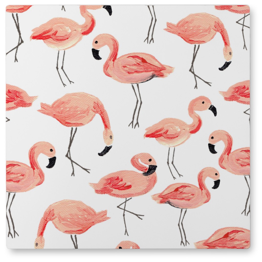 Flamingo Party - Pink Photo Tile, Metal, 8x8, Pink