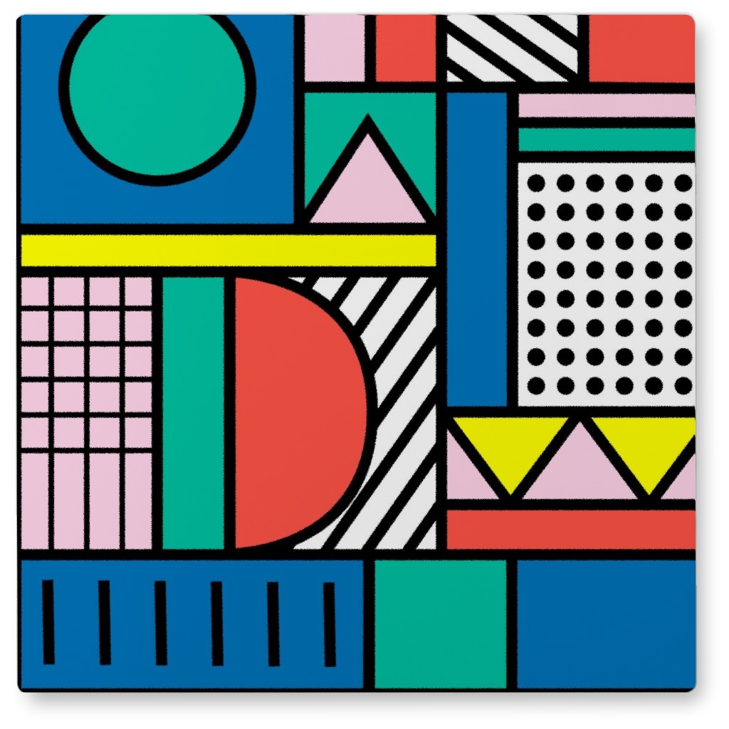 Memphis Color Block Photo Tile, Metal, 8x8, Multicolor