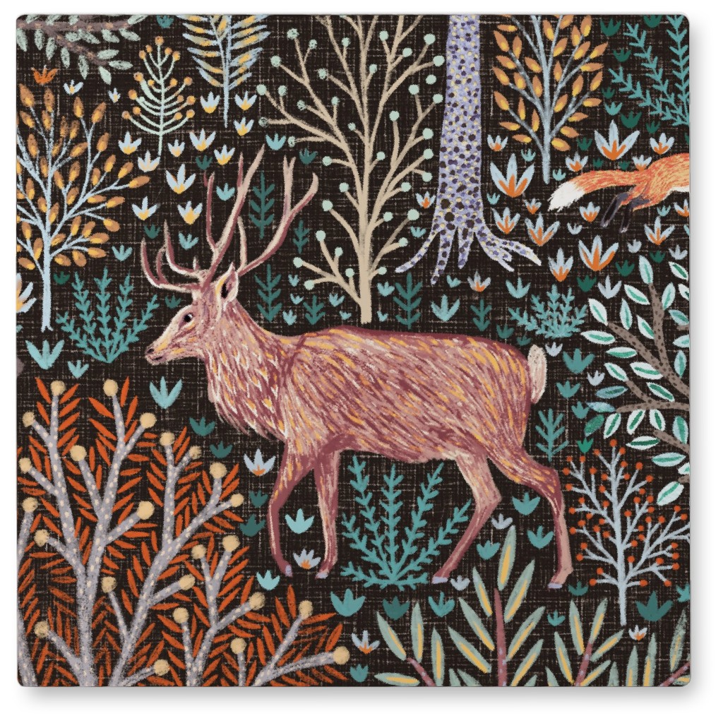 Fall Forest Animals - Multi Photo Tile, Metal, 8x8, Multicolor