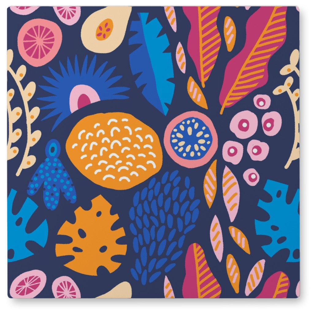 Jungle Pattern - Multi Photo Tile, Metal, 8x8, Multicolor