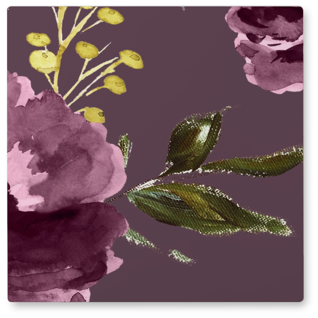 Amaranda Blooms - Plum Photo Tile, Metal, 8x8, Purple
