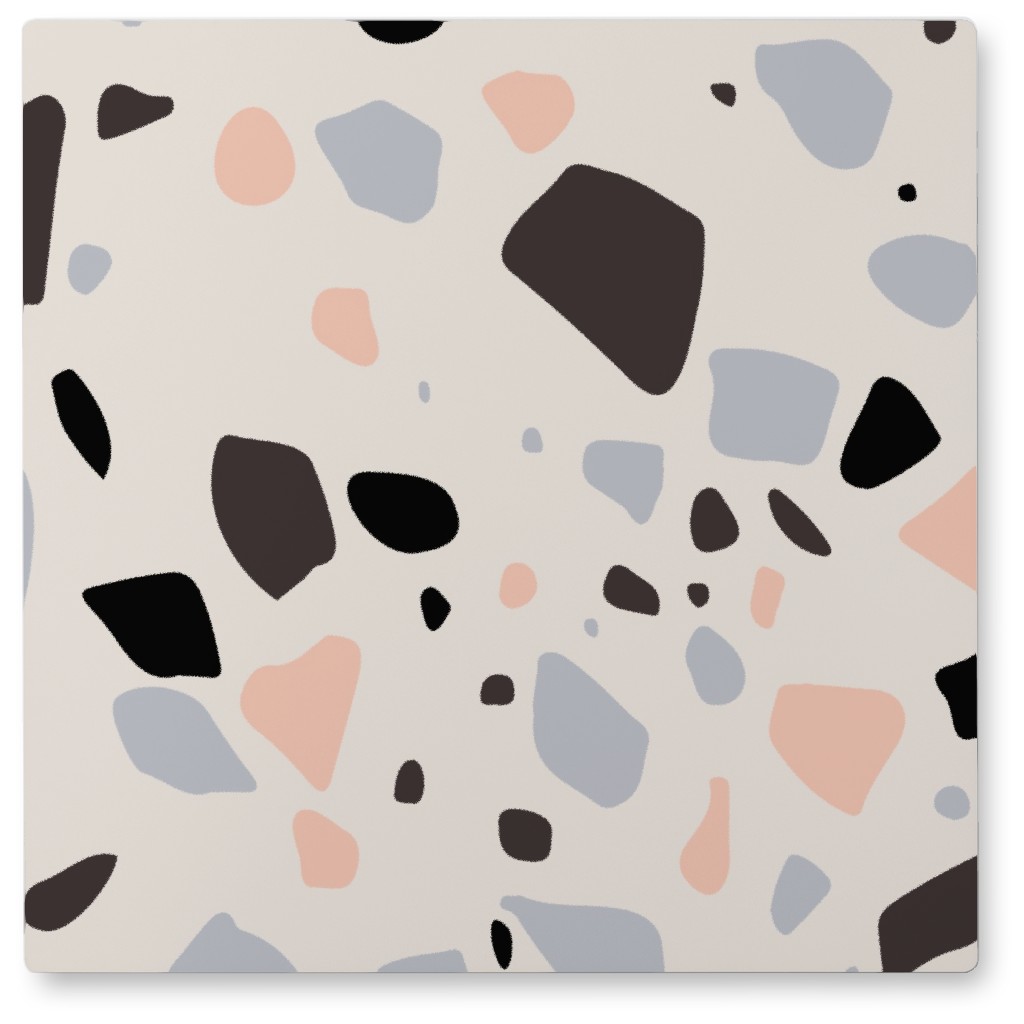 Terrazzo - Coral and Lilac Photo Tile, Metal, 8x8, Multicolor