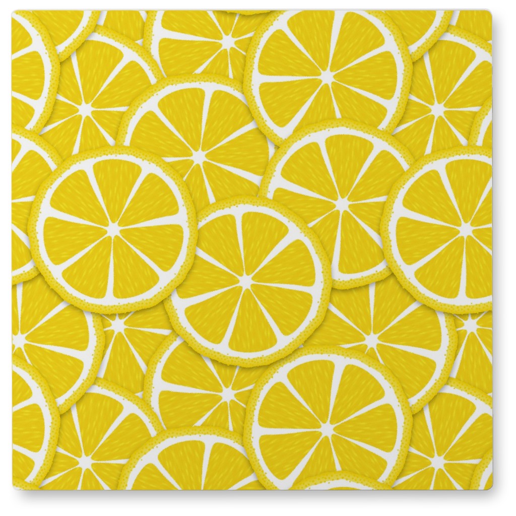 Limes and Lemons Photo Tile, Metal, 8x8, Yellow, Bright Delight