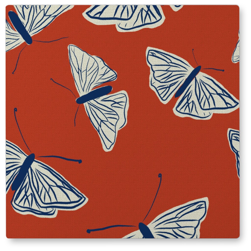 Moths - Rust Photo Tile, Metal, 8x8, Red, Red