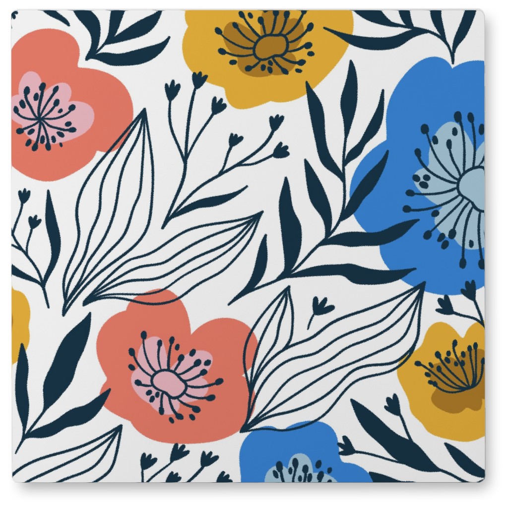 Colorful Flowers - Multi Photo Tile, Metal, 8x8, Multicolor