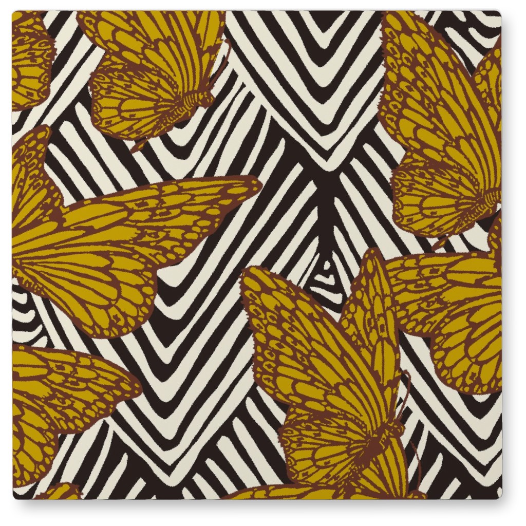 Enchanted Butterfly - Gold Photo Tile, Metal, 8x8, Yellow