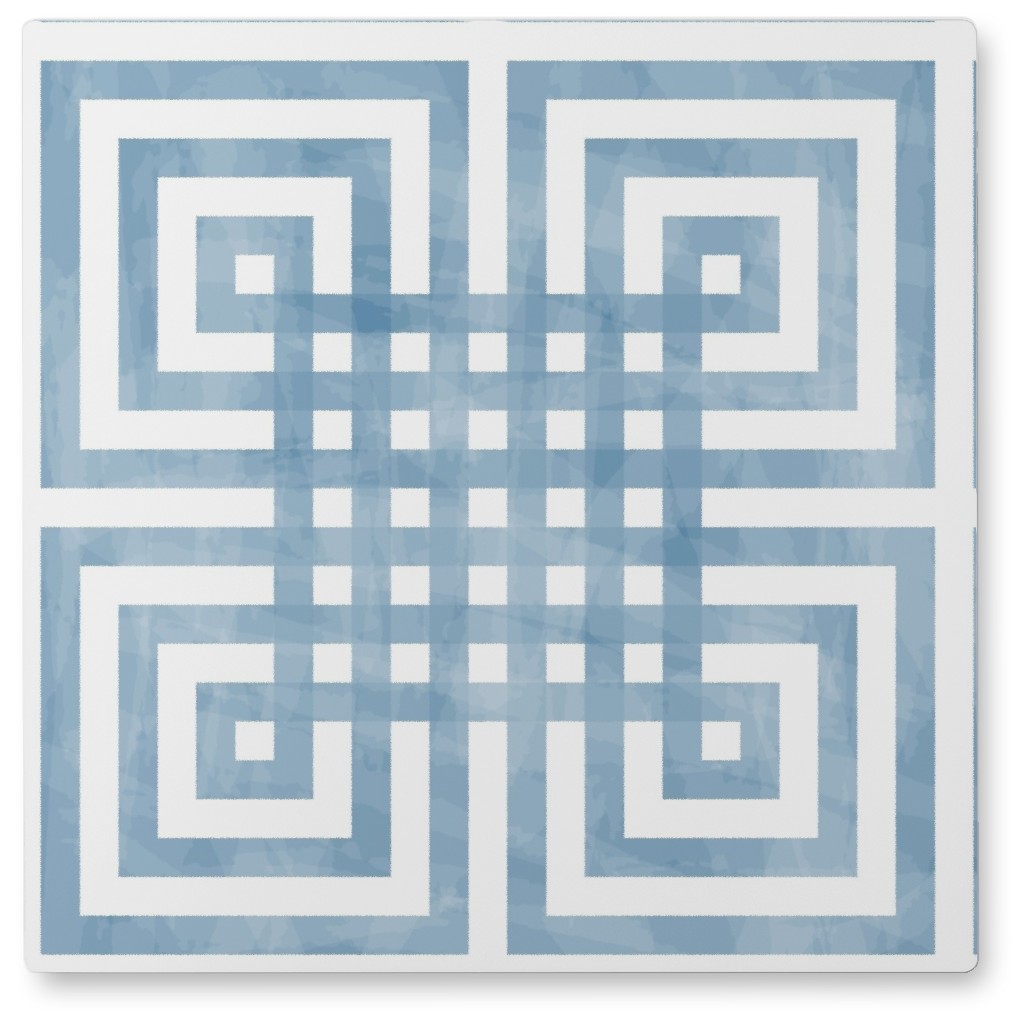 Square Grid - Blue Photo Tile, Metal, 8x8, Blue