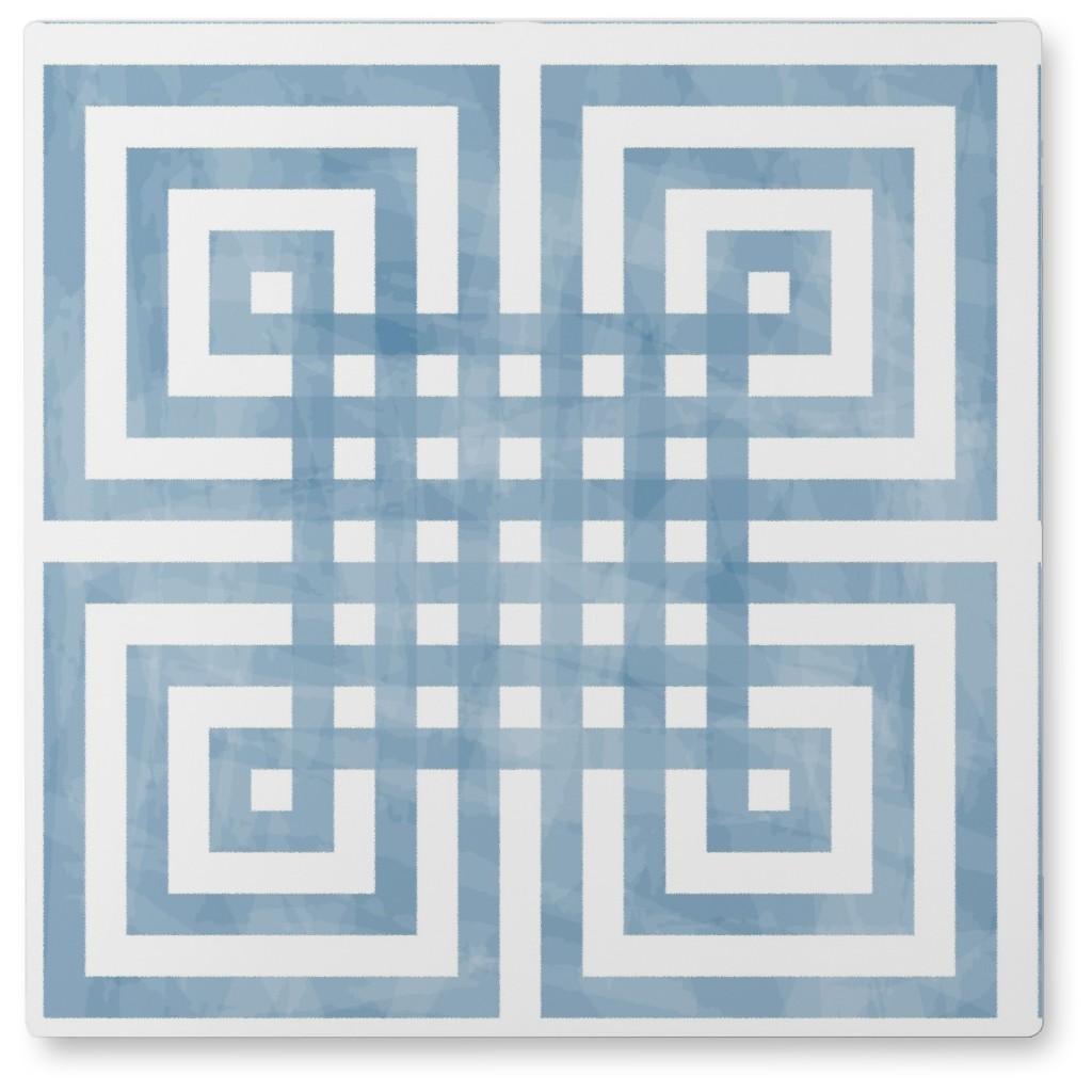 Square Grid - Blue Photo Tile, Metal, 8x8, Blue, True Blue