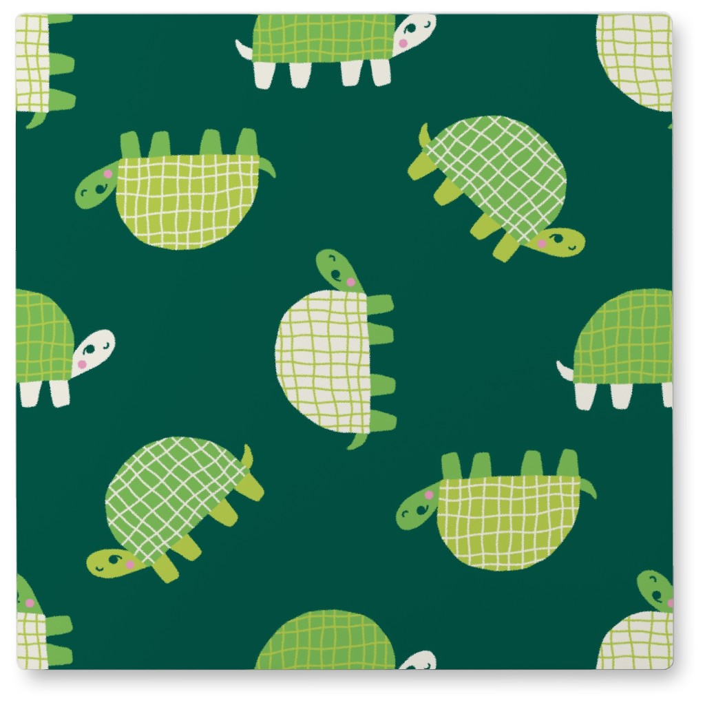 Turtles - Green Photo Tile, Metal, 8x8, Green, Classic Green