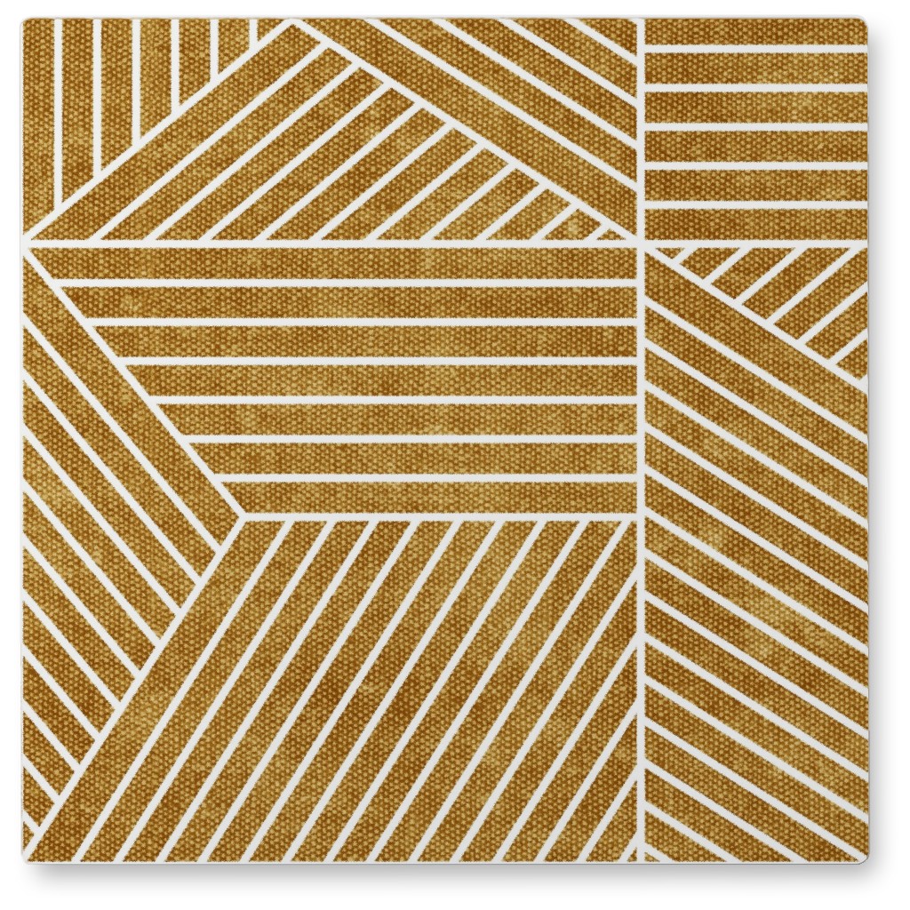 Bohemian Geometric Tiles - Mustard Photo Tile, Metal, 8x8, Yellow