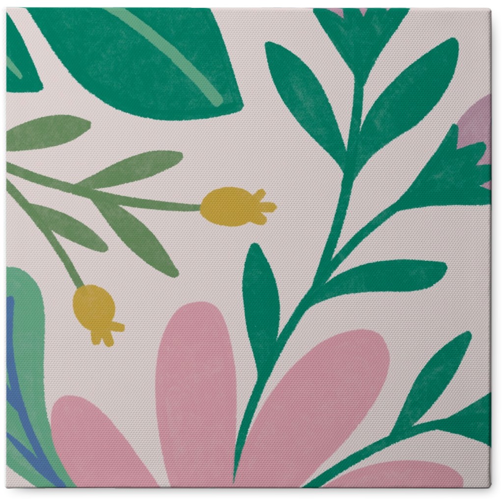 Happy Flowers - Multi on Pink Photo Tile, Canvas, 8x8, Multicolor