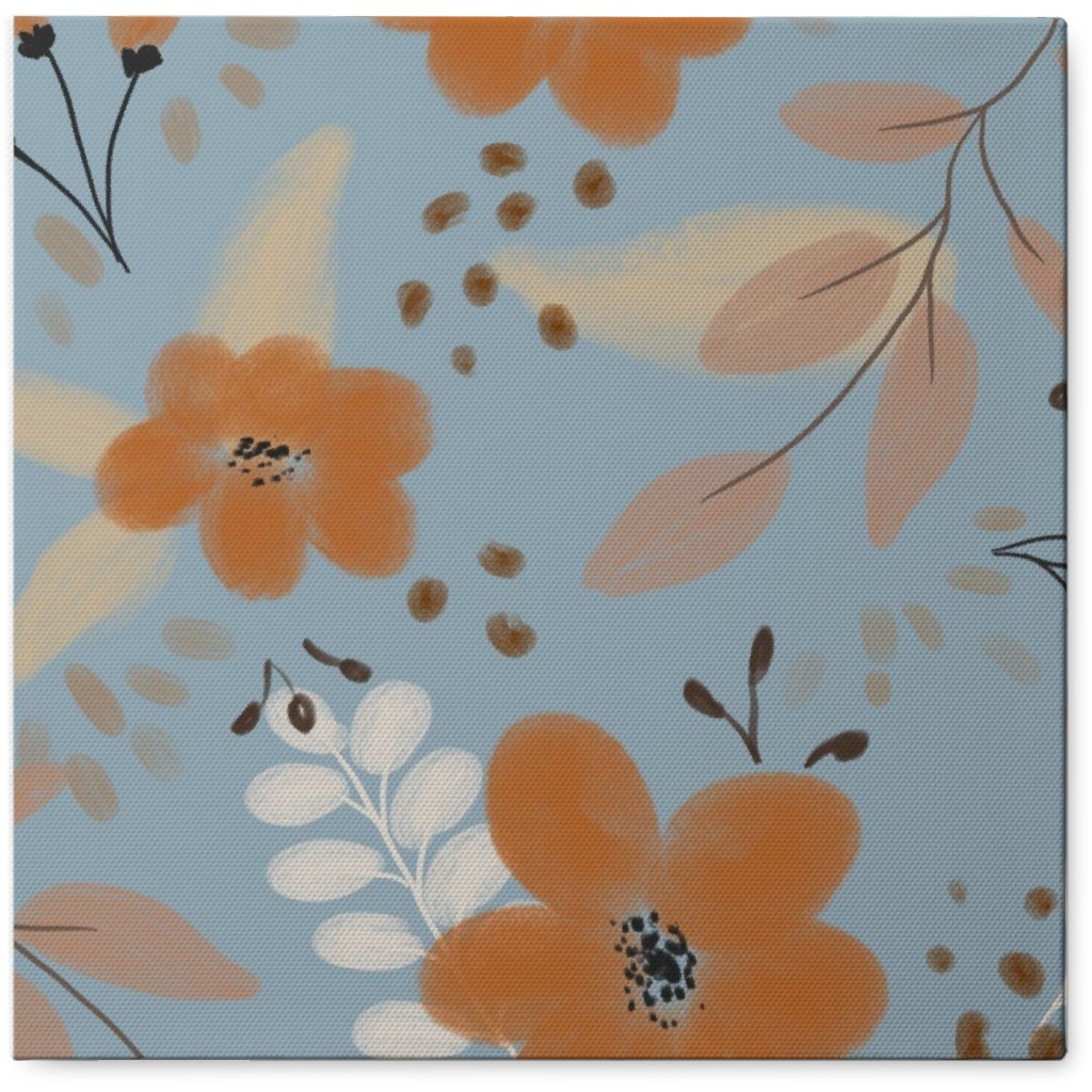 Fall Florals Photo Tile, Canvas, 8x8, Blue