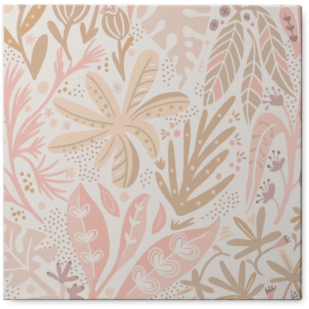 Botanical Leaves Photo Tile, Canvas, 8x8, Pink