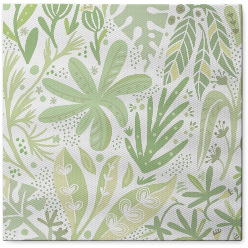Botanical Leaves Photo Tile, Canvas, 8x8, Green