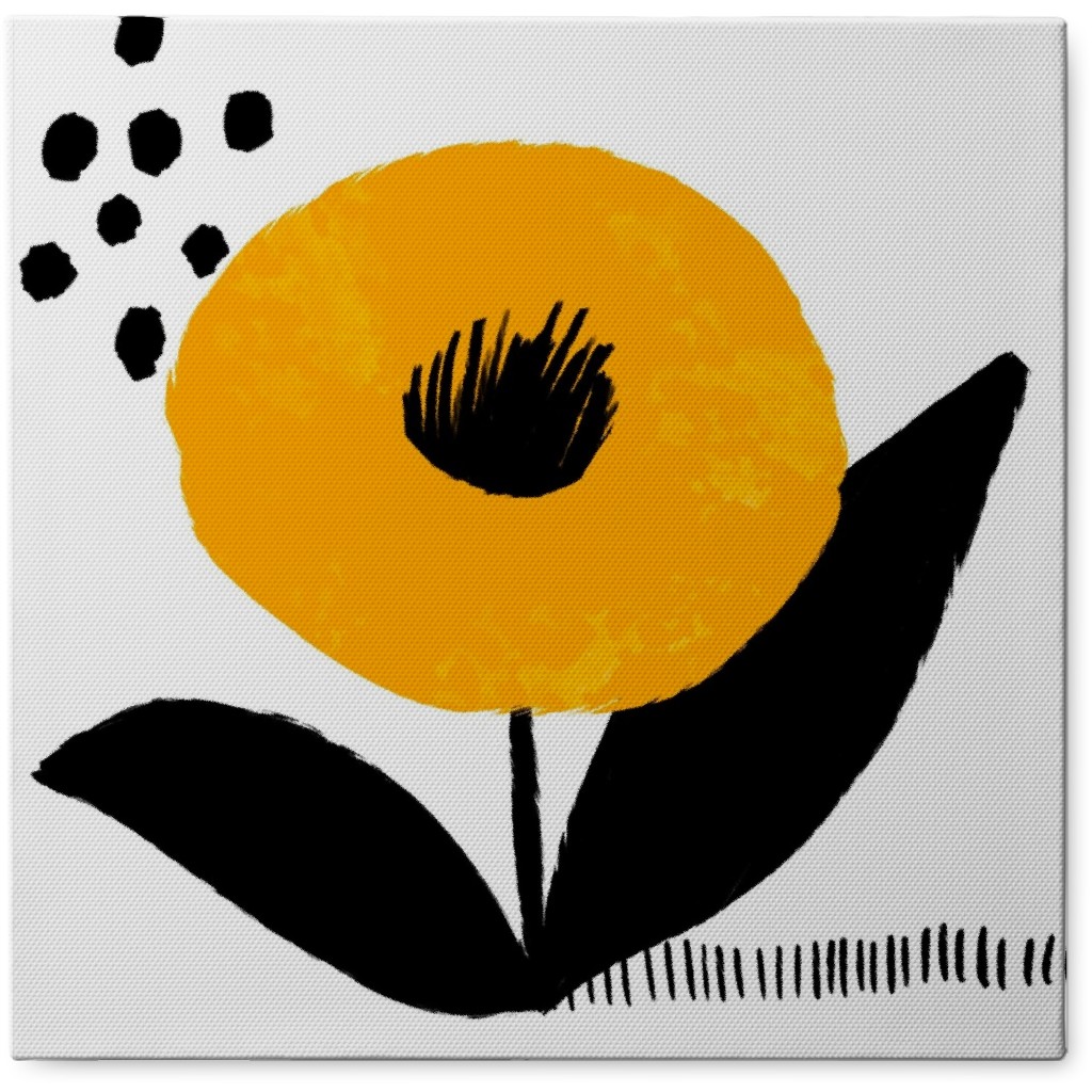 Yellow and Black Flower Photo Tile, Canvas, 8x8, Yellow