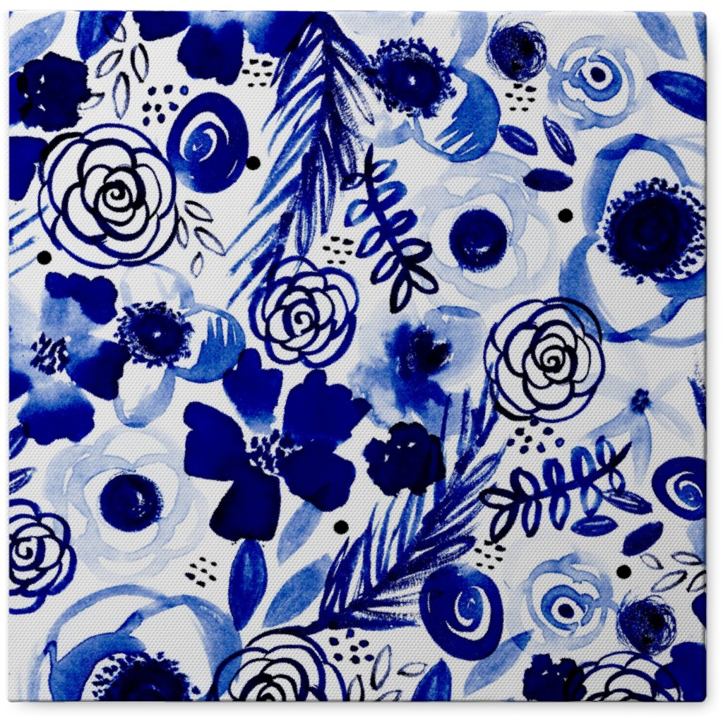 Bohemian Bouquet - Blue Photo Tile, Canvas, 8x8, Blue