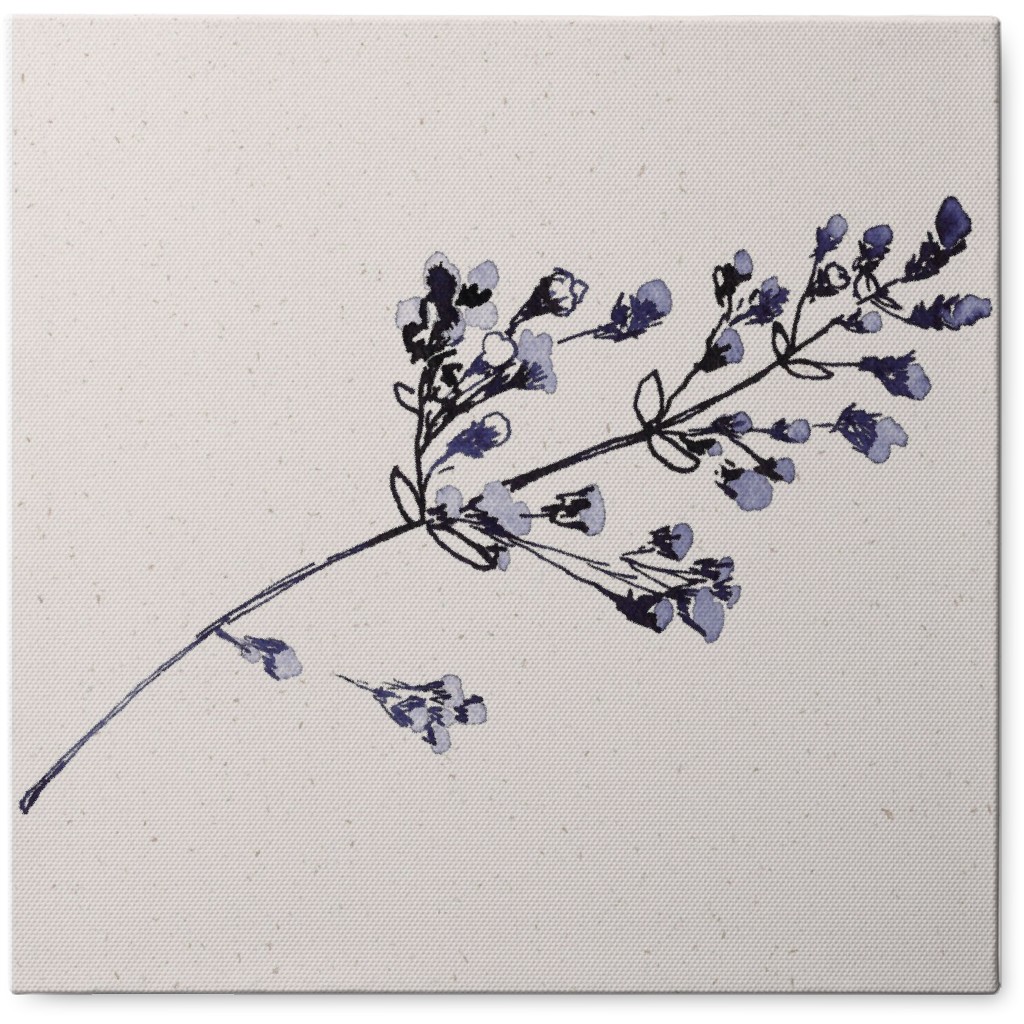 Watercolor Minimalist Dried Flower - Indigo Photo Tile, Canvas, 8x8, Blue
