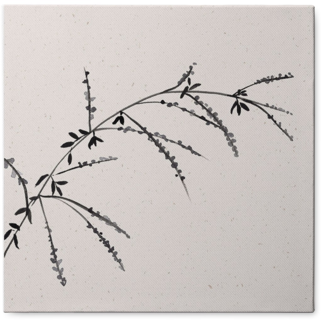 Minimalist Branch - Black Photo Tile, Canvas, 8x8, Black