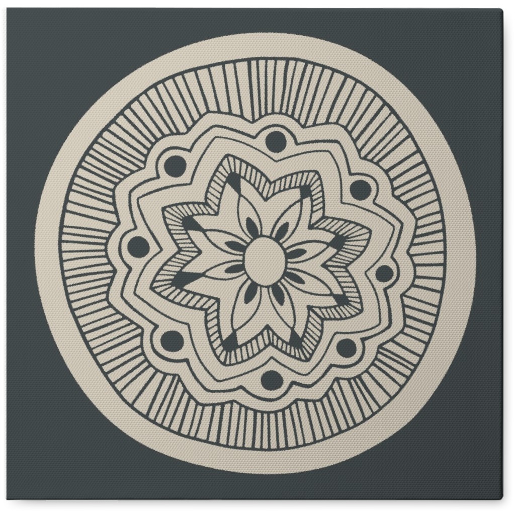 Woodcut Mandala Iii Photo Tile, Canvas, 8x8, Gray