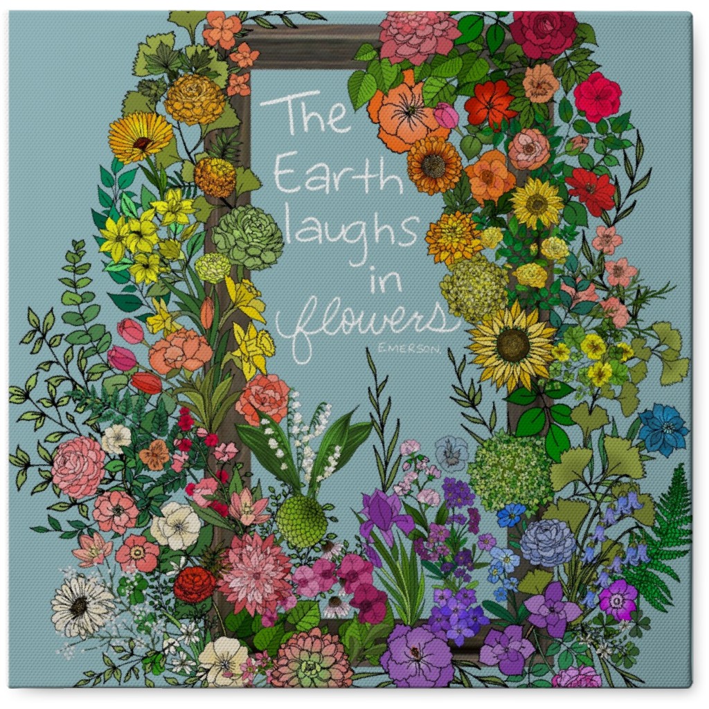 the Earth Laughs in Flowers - Multi on Blue Photo Tile, Canvas, 8x8, Blue