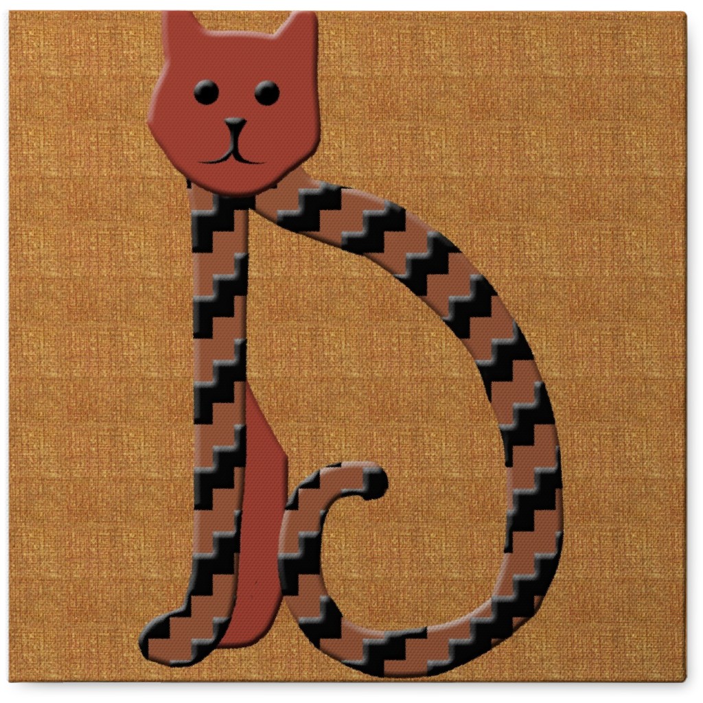 Cat Alphabet - D Photo Tile, Canvas, 8x8, Orange