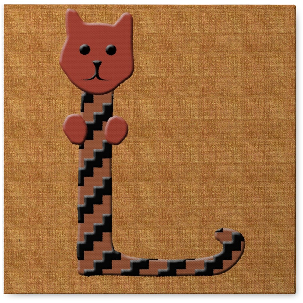 Cat Alphabet - L Photo Tile, Canvas, 8x8, Orange