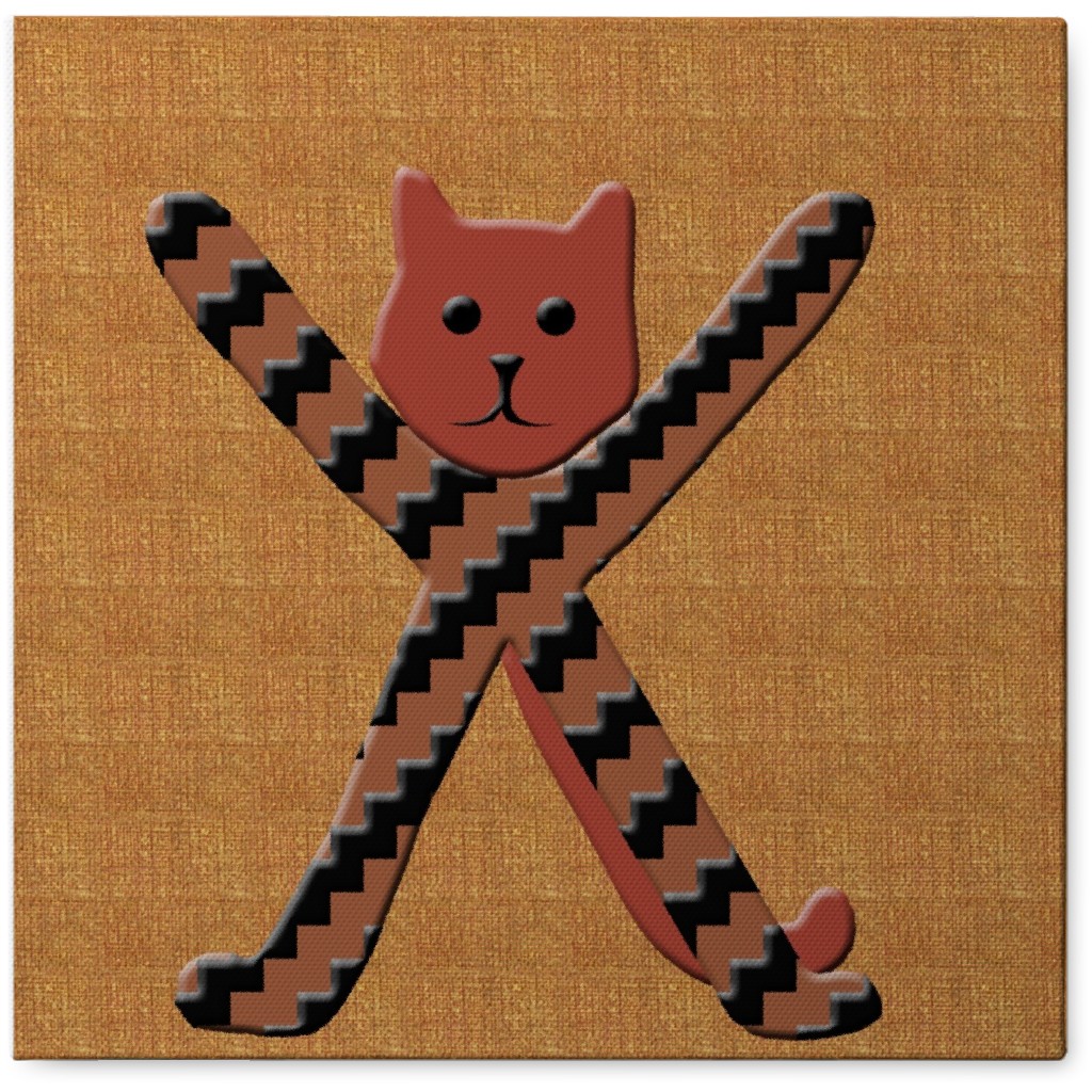 Cat Alphabet - X Photo Tile, Canvas, 8x8, Orange