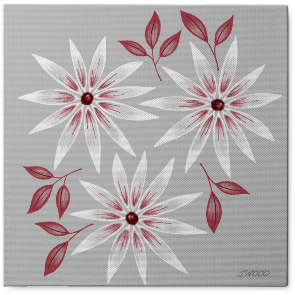Spikey Flowers - Gray and Pink Photo Tile, Canvas, 8x8, Gray