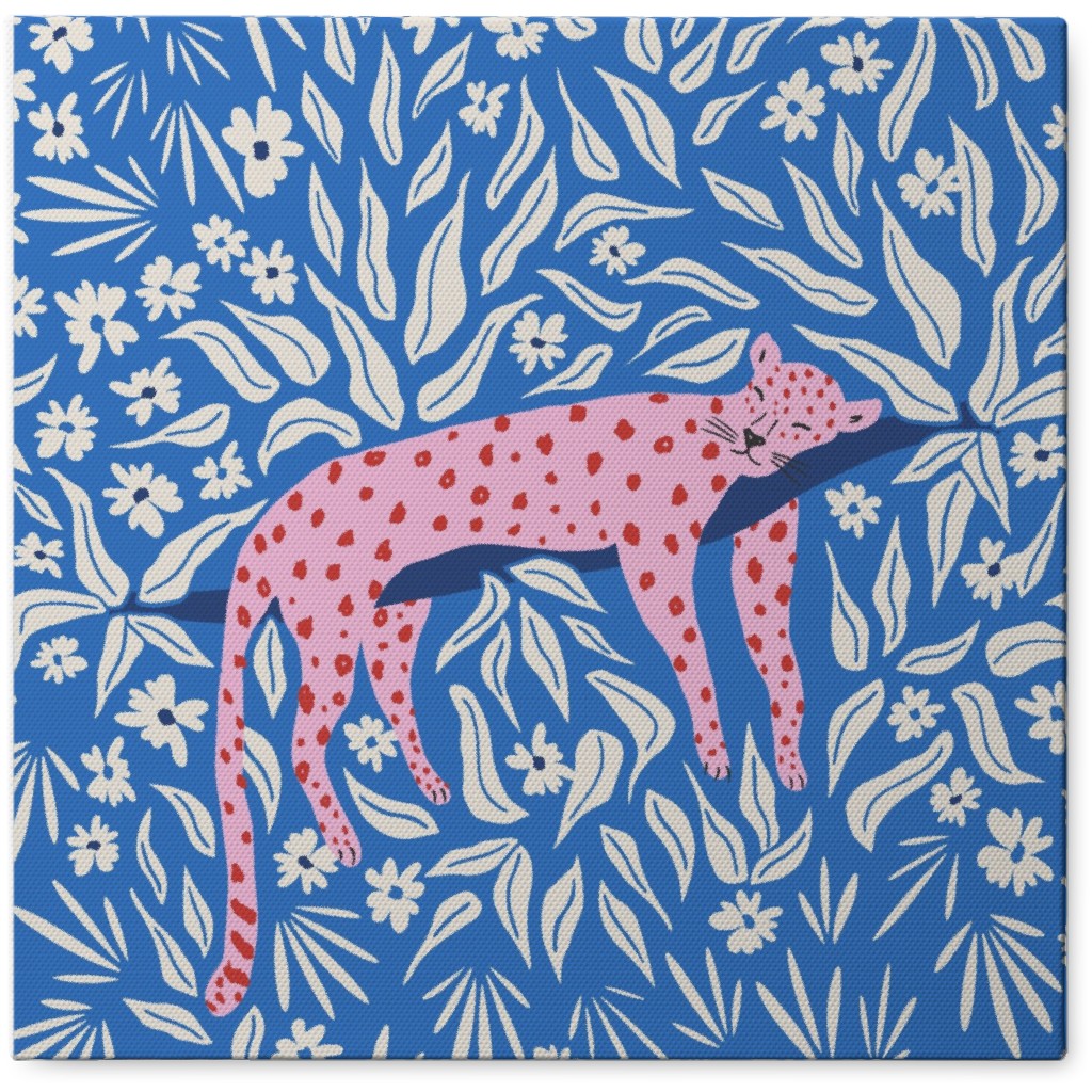 Sleeping Leopard Photo Tile, Canvas, 8x8, Blue