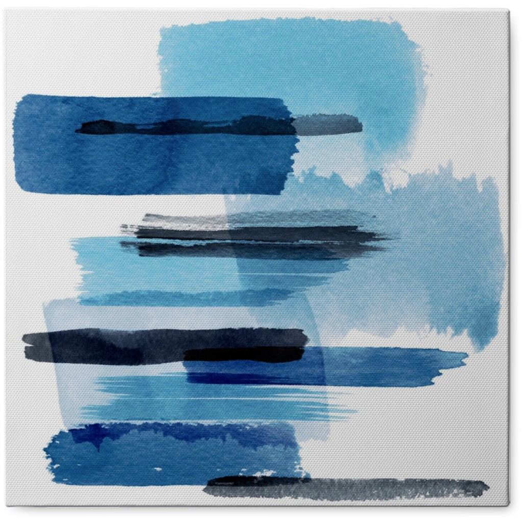 Minimal Brushstrokes - Blue Photo Tile, Canvas, 8x8, Blue