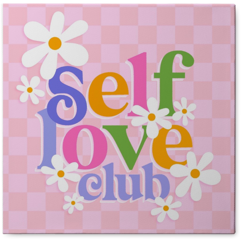 Self Love Club - Pink Photo Tile, Canvas, 8x8, Pink