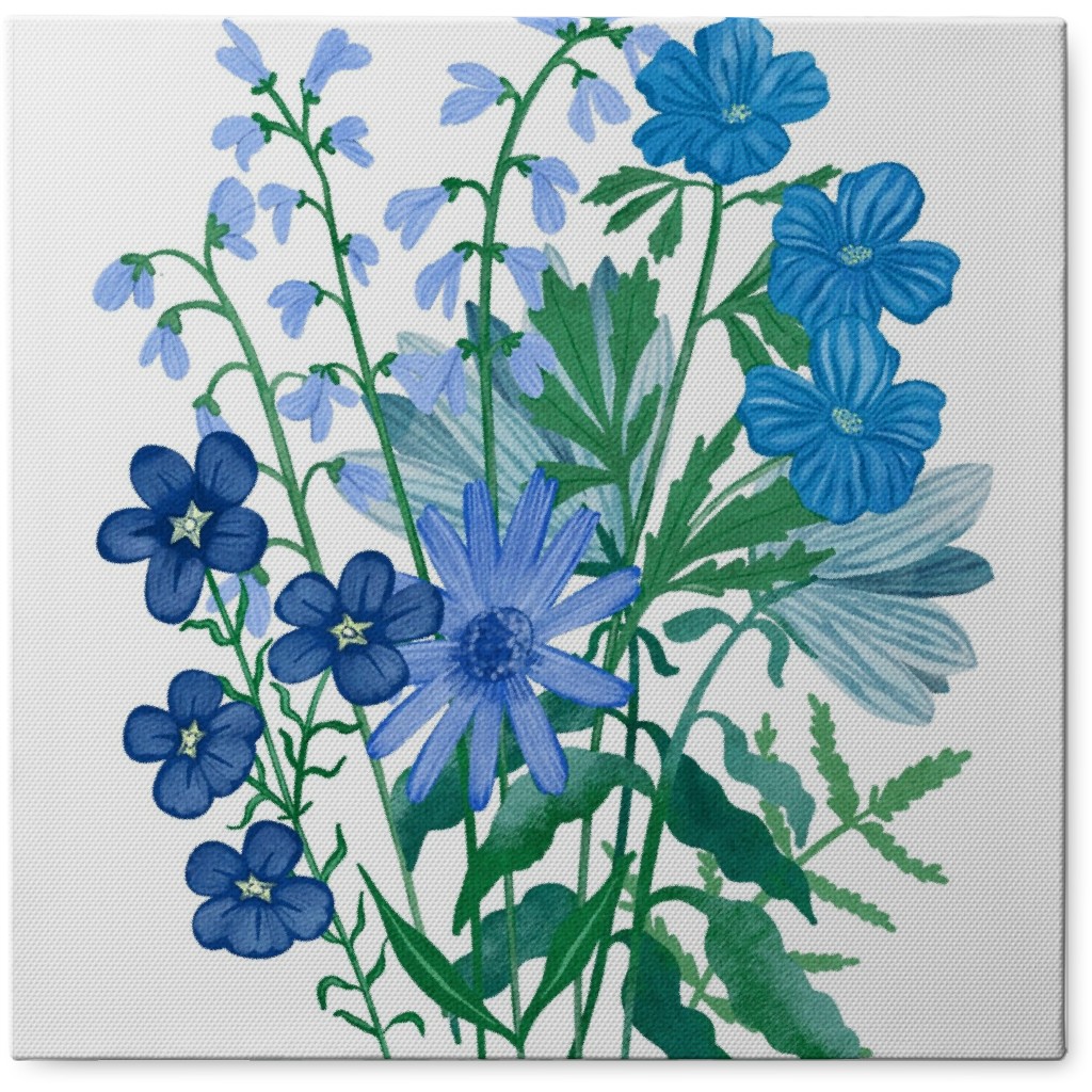 Bouquet Floral - Blue Photo Tile, Canvas, 8x8, Blue