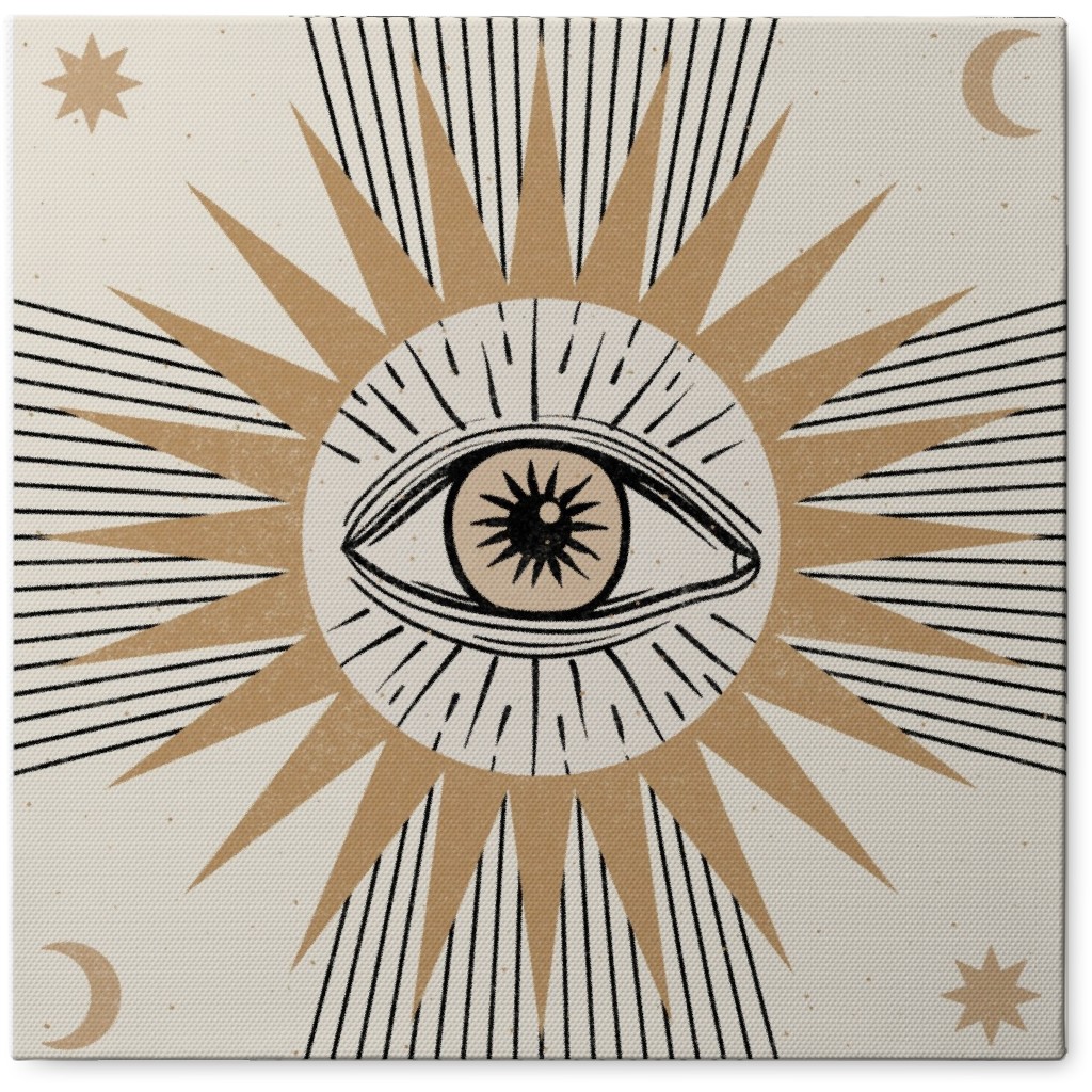 Abstract Eye - Cream and Gold Photo Tile, Canvas, 8x8, Beige