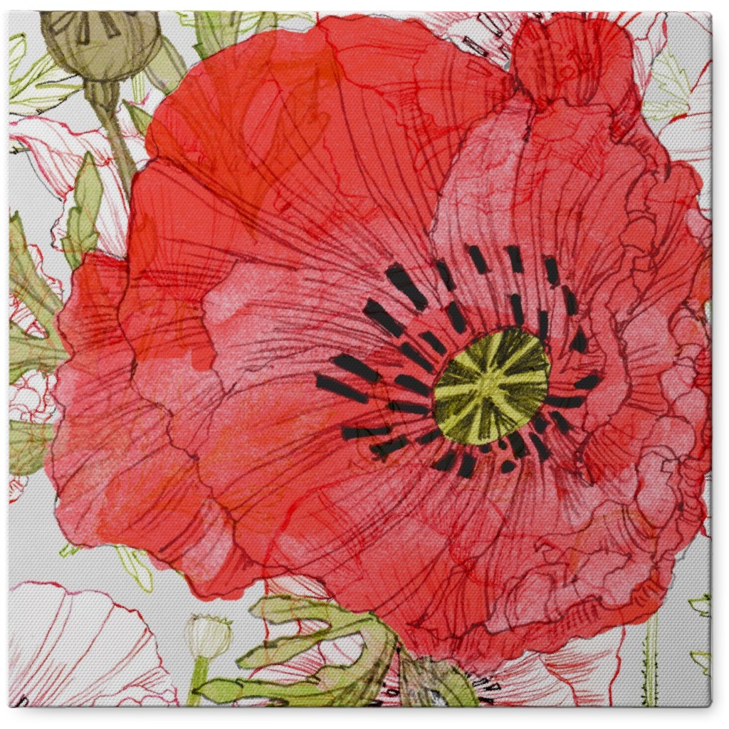 a Poppy - Red Photo Tile, Canvas, 8x8, Red
