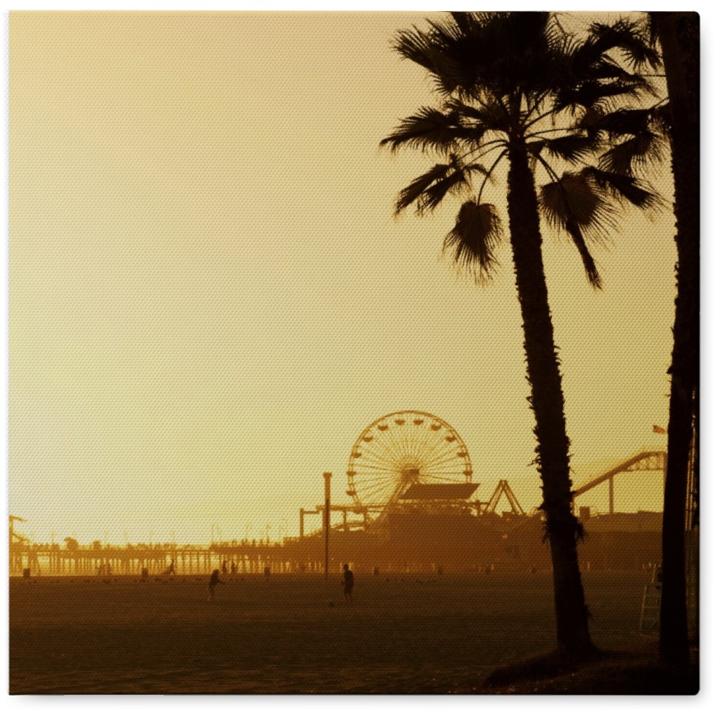 Santa Monica Pier Photo Tile, Canvas, 8x8, Yellow