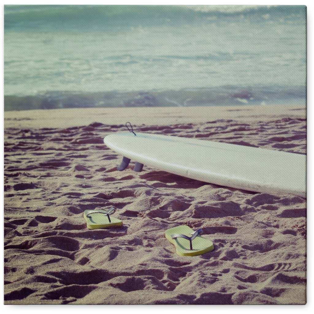 Surfing Along the Shoreline Photo Tile, Canvas, 8x8, Blue