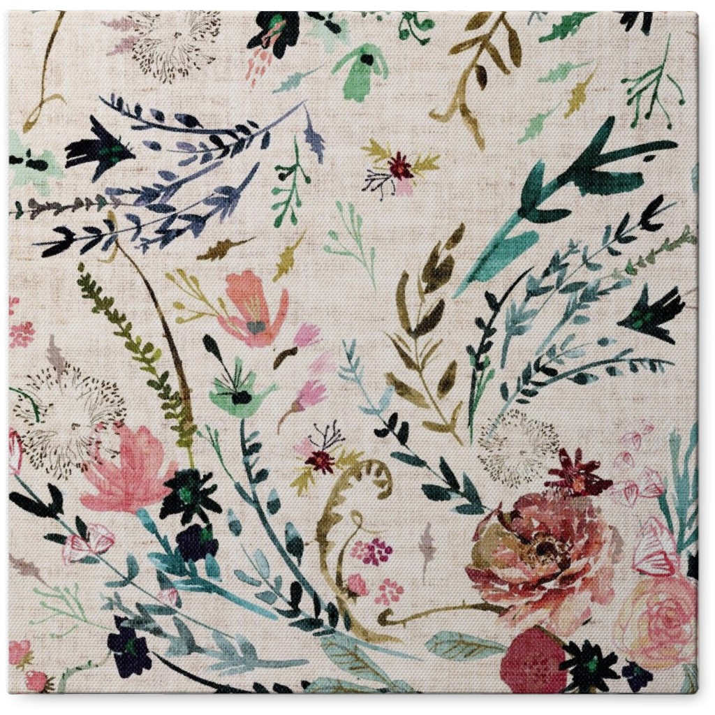 Fable Floral - Blush Pink Photo Tile, Canvas, 8x8, Multicolor