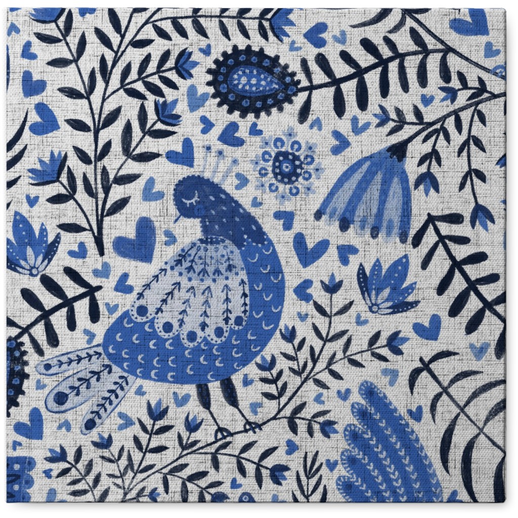 Scandinavian Birds - Indigo Blue Photo Tile, Canvas, 8x8, Blue