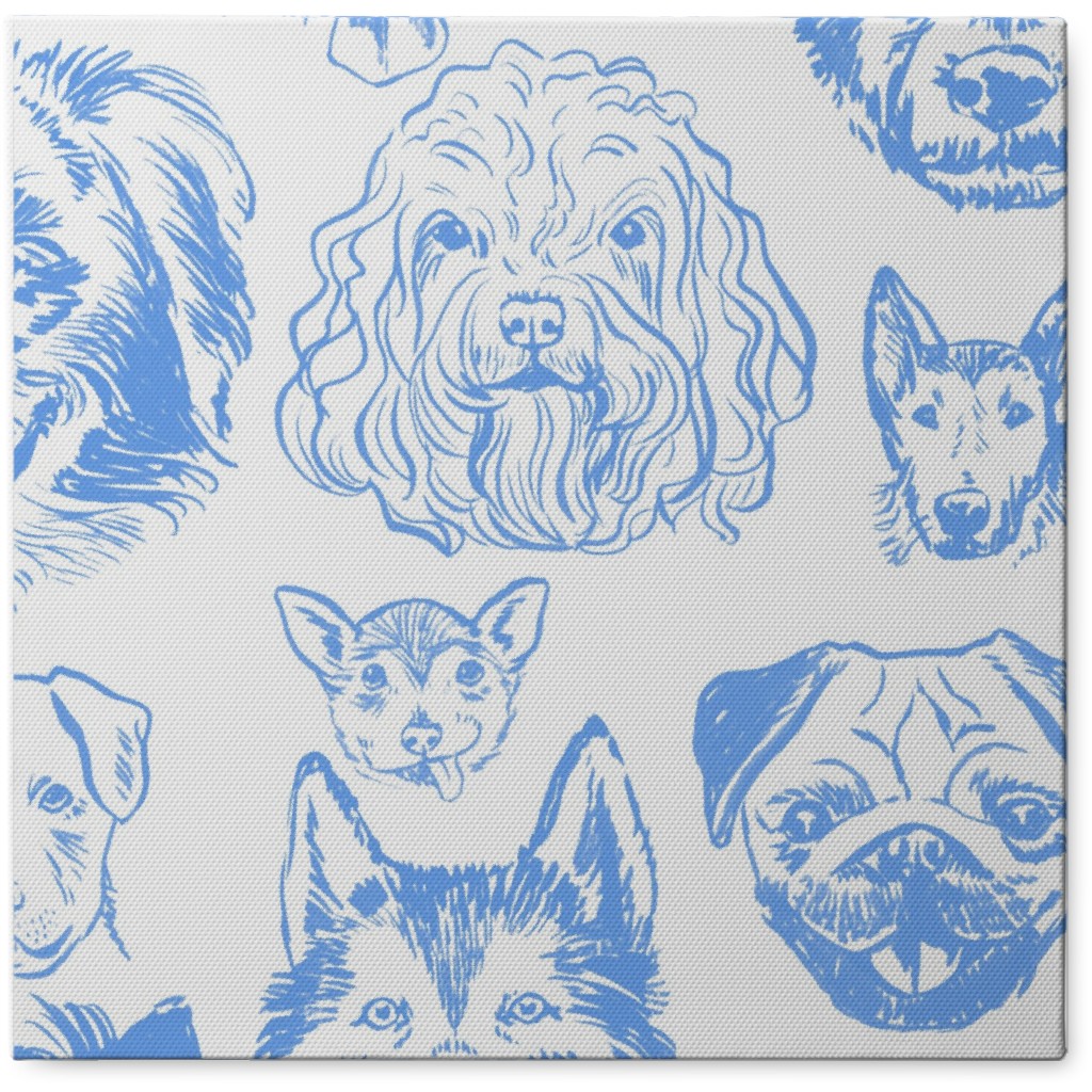 Dogs - Periwinkle Blue Photo Tile, Canvas, 8x8, Blue