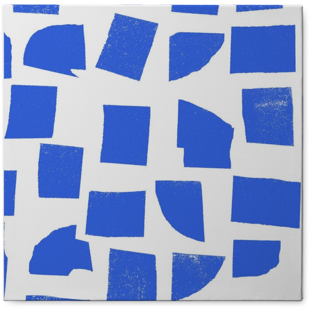 Blue Check Photo Tile, Canvas, 8x8, Blue