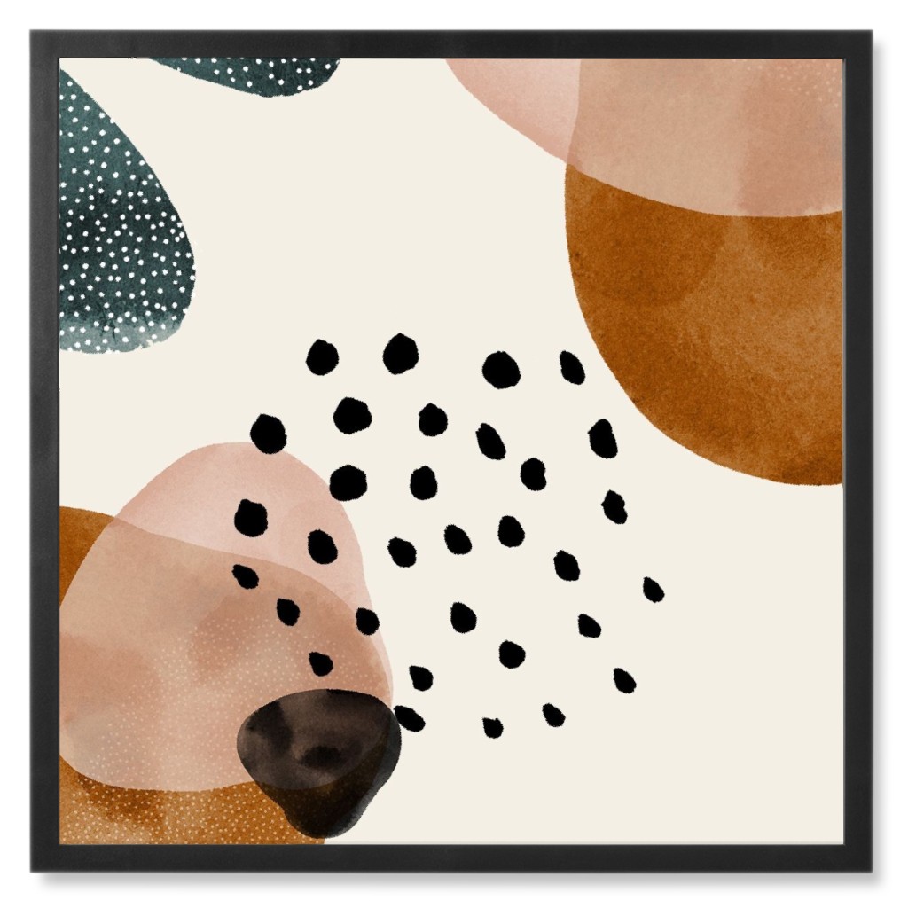 Geometric Pattern - Muted Photo Tile, Black, Framed, 8x8, Multicolor