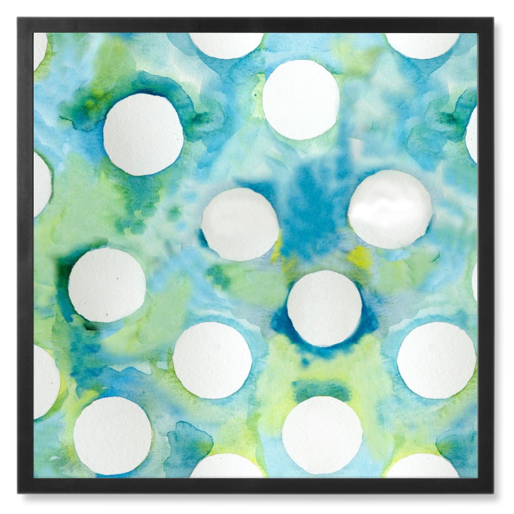 Blobs - Green and Blue Photo Tile, Black, Framed, 8x8, Green