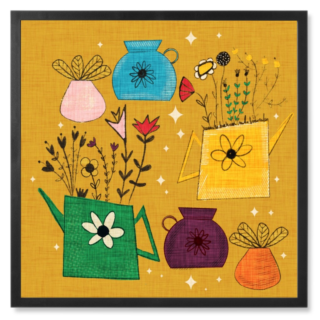 Gardening Dreams Photo Tile, Black, Framed, 8x8, Multicolor, Amber