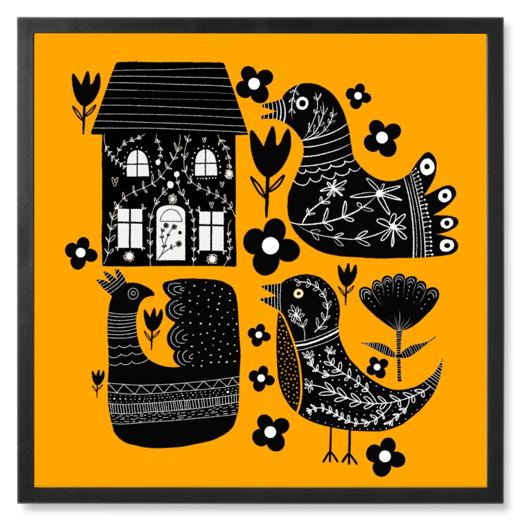 Max Folk Photo Tile, Black, Framed, 8x8, Orange, Amber