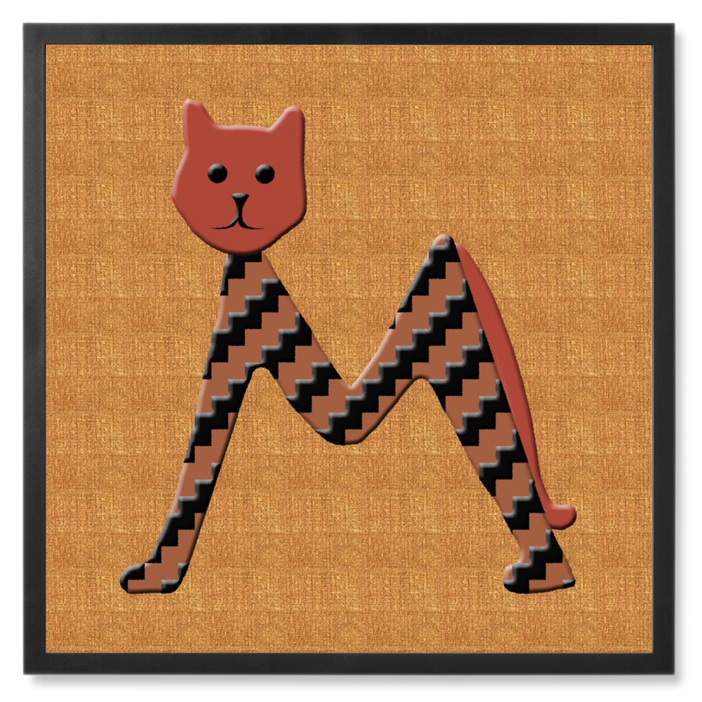Cat Alphabet - M Photo Tile, Black, Framed, 8x8, Orange