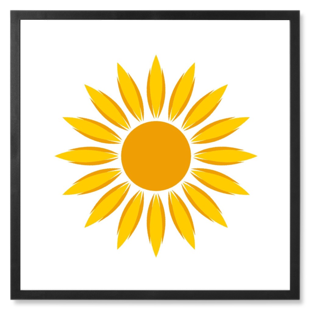 Scandi Flower - Yellow Photo Tile, Black, Framed, 8x8, Yellow, Classic Yellow